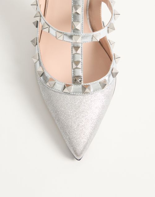 Valentino Garavani - Rockstud Pump In Glitter Fabric 100mm - Silver - Woman - Pumps