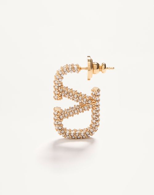 Valentino Garavani - Vlogo Signature Metal Earring - Gold/crystal - Woman - Jewelry