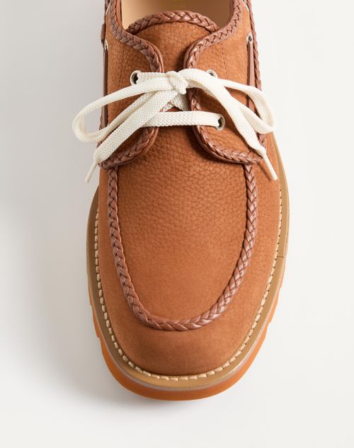 Valentino Garavani - Palm Avenue Deerskin Suede Boat Shoe - Tobacco - Man - Loafers And Driver