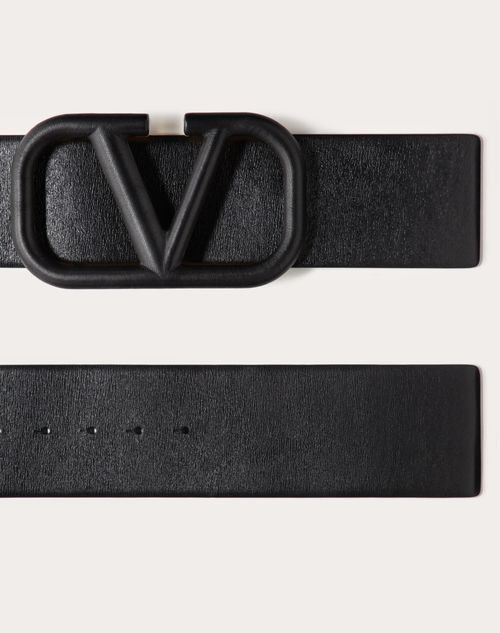 Valentino Garavani - Vlogo Signature Belt In Glossy Calfskin 70mm - Black - Woman - Belts