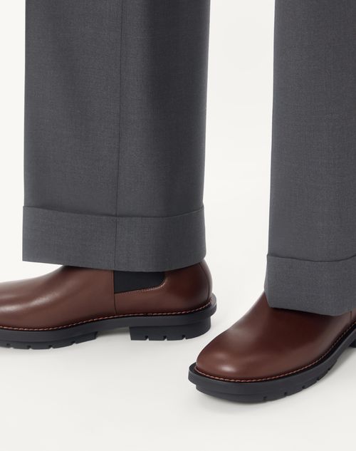 Valentino Garavani - Urbie Calfskin Ankle Boot - Bark Brown - Man - Boots
