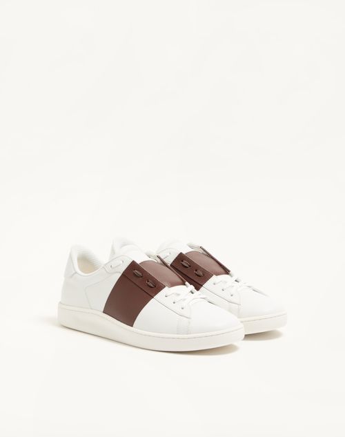 Valentino Garavani - Sneaker Open Royco En Cuir De Veau Nappa - Blanc/marron - Homme - Baskets
