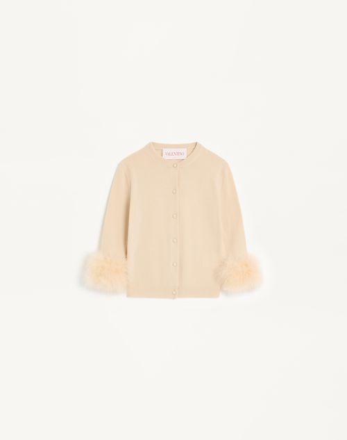 Valentino - Cardigan Avec Plumes - Bouleau - Femme - Maille
