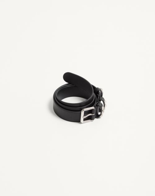 Valentino Garavani - Valentino Garavani Flaneuse Belt In Shiny Calfskin 30 Mm - Black - Man - Belts