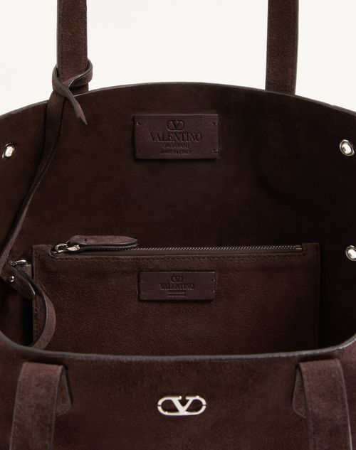 Valentino Garavani - Valentino Garavani Nellcôte Medium Suede Shopping Bag - Brown - Woman - Totes