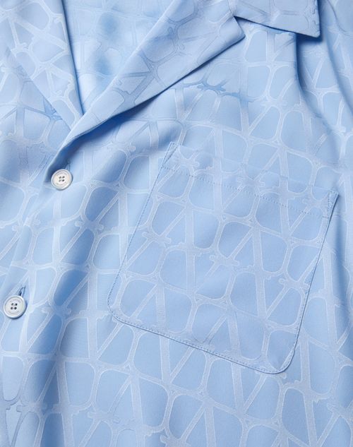 Valentino - Silk Bowling Shirt With Toile Iconographe Pattern - Sky Blue - Man - Shirts
