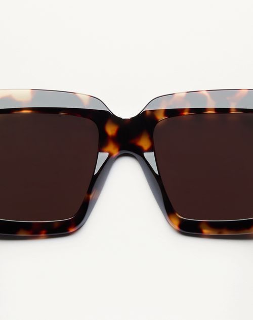 Valentino - Rectangular Acetate Eyewear - Ivory/black/brown - Woman - Eyewear