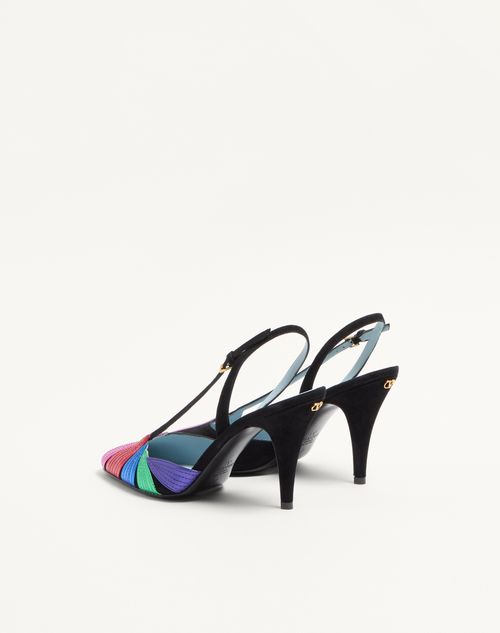 Valentino Garavani - Foliefoliage Suede Slingback Pump 90mm - Black/multicolour - Woman - Pumps