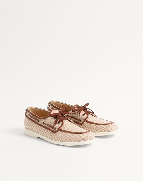 Valentino Garavani - Palm Avenue Canvas And Nappa Boat Shoe - Multicolour/tobacco - Man - Loafers And Driver