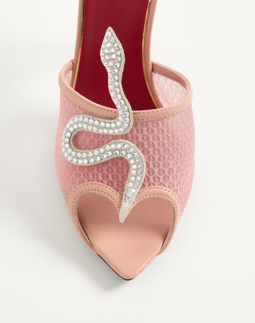 Valentino Garavani - Sandalo Slide Coeur Vipère In Rete 105mm - Rosa - Donna - Sandali