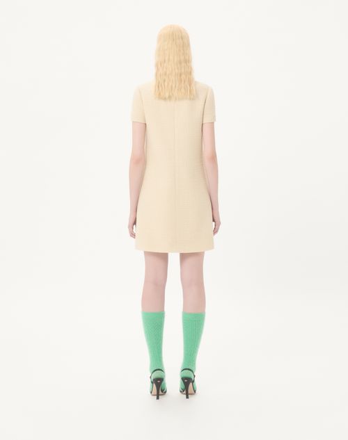Valentino - Short Dress In Plain Wool Tweed - Almond/black - Woman - Dresses