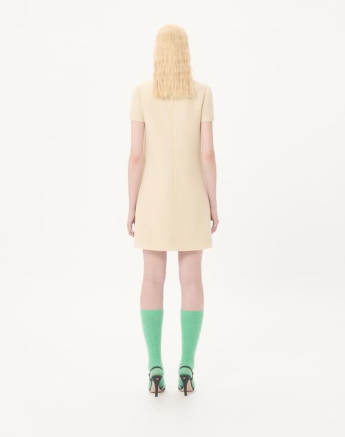 Valentino - Short Dress In Plain Wool Tweed - Almond/black - Woman - Dresses