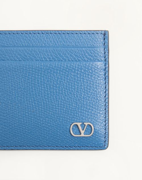 Valentino Garavani - Portacarte Valentino Garavani Vlogo Signature In Vitello Granato - Celeste - Uomo - Portafogli E Piccola Pelletteria