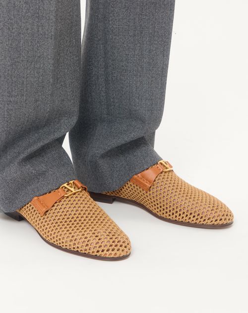 Valentino Garavani - Wolfe Loafer In Woven Raffia - Beige - Man - Loafers And Driver