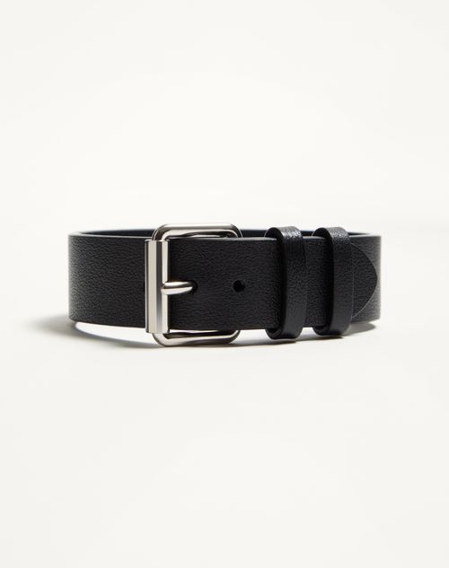 Valentino Garavani - Valentino Garavani Vlogo Signature Leather And Metal Bracelet - Black - Man - Jewelry