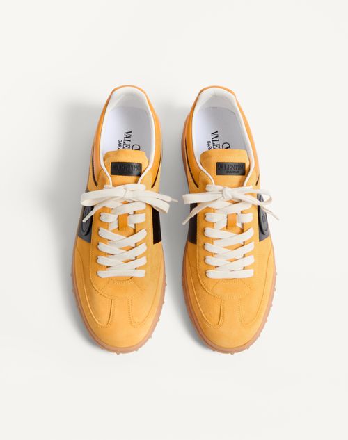 Valentino Garavani - Upvillage Low Top Trainer In Split Leather And Calfskin Nappa Leather - Marigold/black - Man - Sneakers