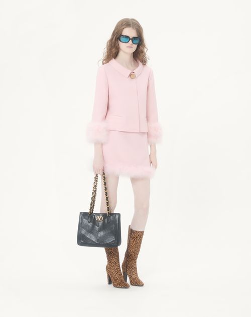 Valentino - Crepe Couture Jacket With Feathers - Rose - Woman - Jackets And Blazers