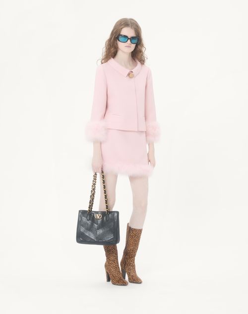 Valentino - Crepe Couture Jacket With Feathers - Rose - Woman - Jackets And Blazers