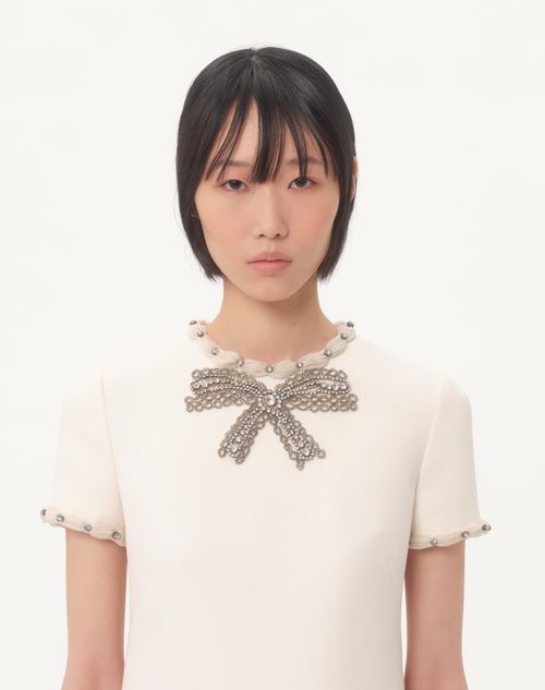 Valentino - Embroidered Crepe Couture Short Dress - Ivory - Woman - Dresses