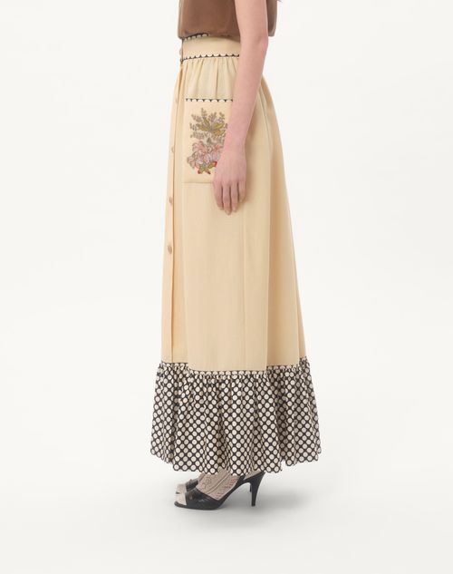 Valentino - Long Embroidered Skirt - Birch/multicolour - Woman - Skirts