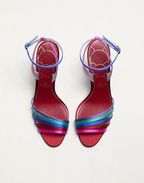 Valentino Garavani - Sandalia Ladycrush De Satén Con Cristales Y Tacón De 85 mm - Multicolor/plateado - Mujer - Sandalias