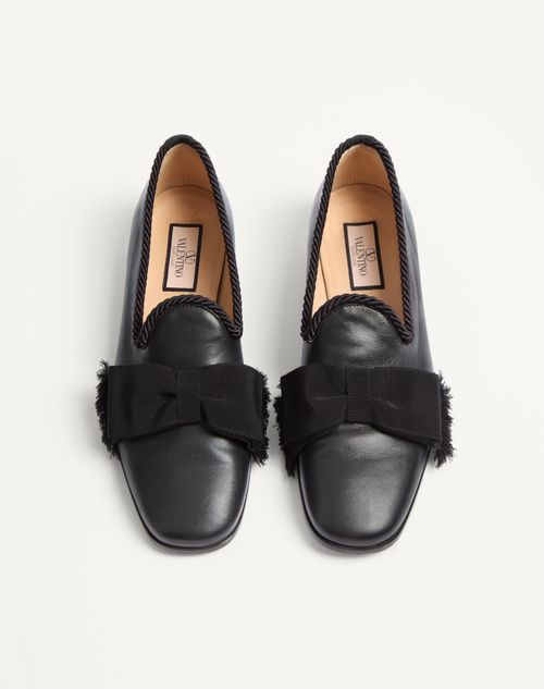 Valentino Garavani - Bowow Leather Loafer - Black - Man - Loafers And Driver