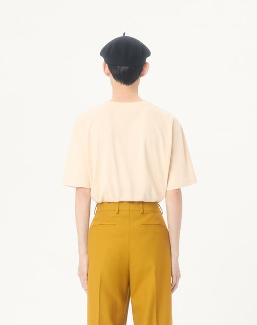 Valentino - Valentino Cotton T-shirt With Made In Valentino Print - Butter/black - Man - Tshirts And Sweatshirts