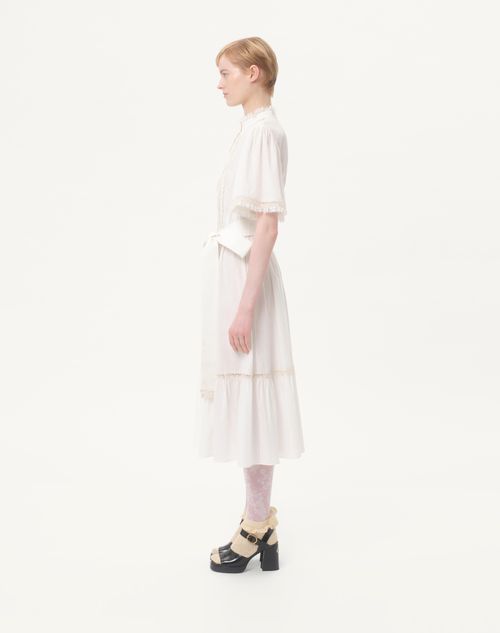 Valentino - Midi Dress In Cotton Muslin - Ivory - Woman - Dresses