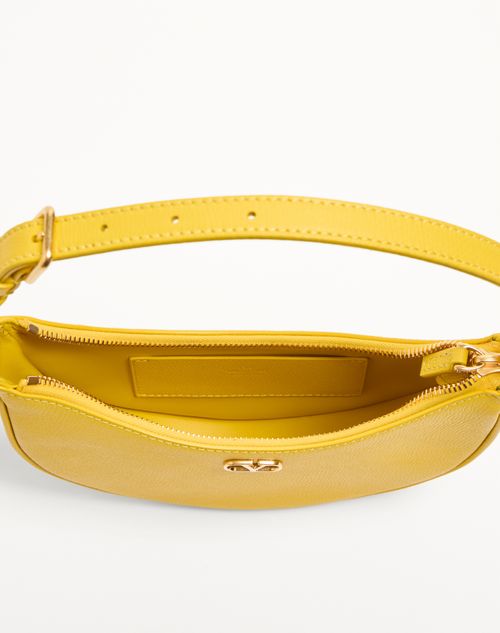 Valentino Garavani - Vlogo Signature Mini Hobo Bag In Grainy Calfskin - Yellow - Woman - Shoulder Bags