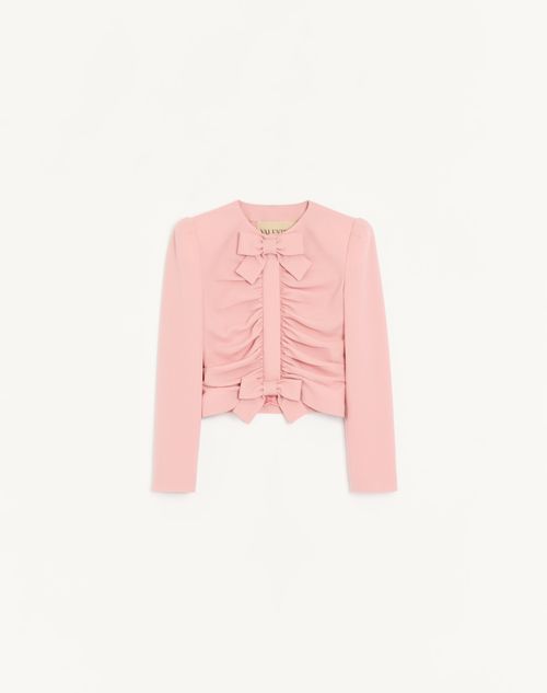 Valentino Cropped Jacket In Crispy Light Wool Woman Pink 44