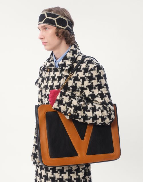 Valentino Garavani - Cabas Valentino Garavani Viva Superstar En Cuir Nappa - Noir/pimenter - Homme - Cabas
