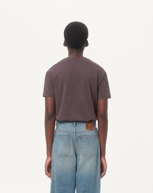 Valentino - Cotton T-shirt With Vlogo Signature Patch - Anthracite - Man - Tshirts And Sweatshirts