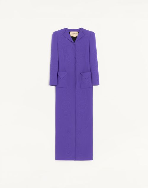 Valentino - Embroidered Cady Satin Coat - Purple - Woman - Coats And Outerwear