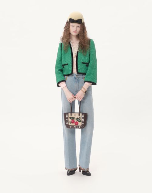 Valentino Garavani - Valentino Garavani Nellcôte Mini Embroidered Shopping Bag - Brown/multicolor - Woman - Totes