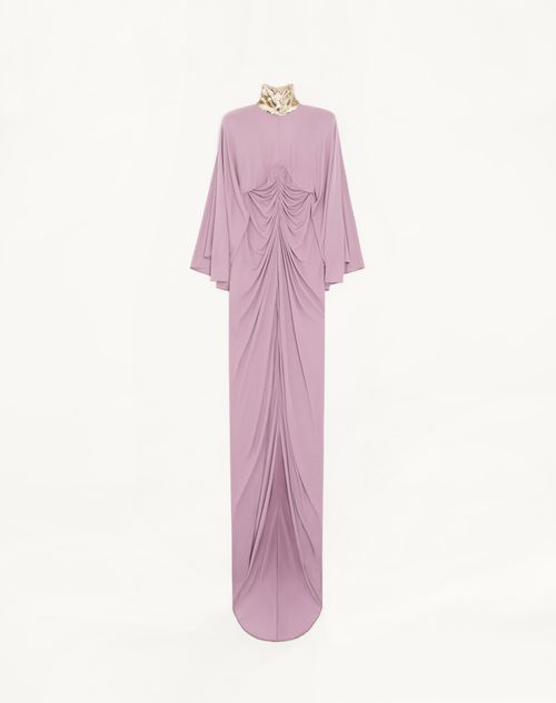 Valentino - Langes Kleid Aus Besticktem Jersey-crêpe - Lila - Frau - Abendkleider
