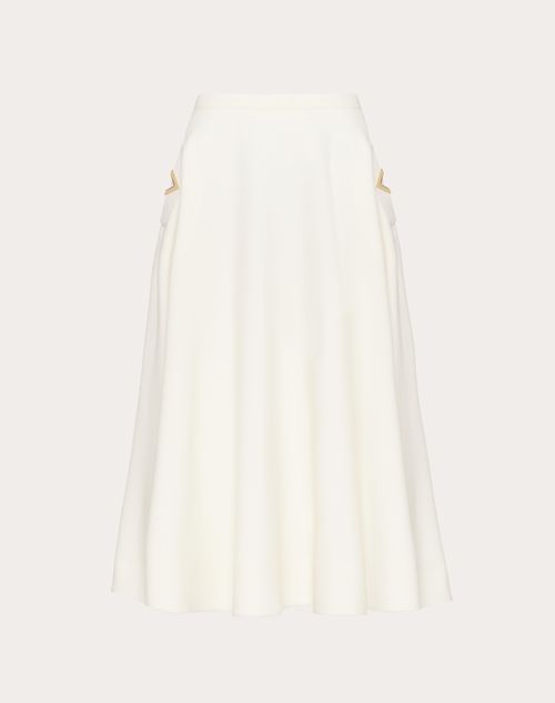 Shop Valentino Crepe Couture Midi Skirt Woman Ivory 46