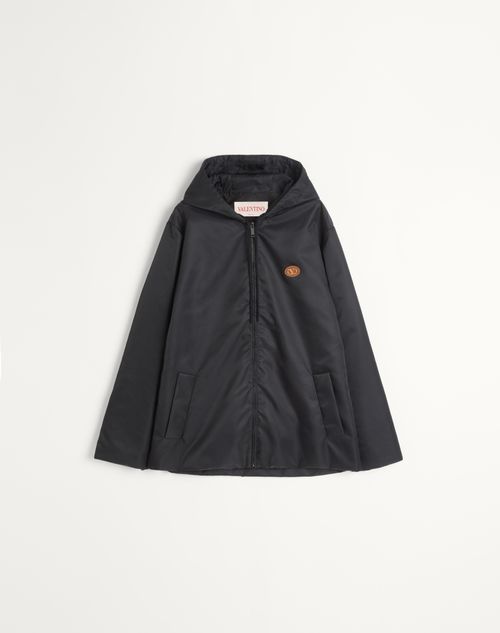 VALENTINO VALENTINO NYLON HOODED WINDBREAKER WITH VLOGO PATCH 