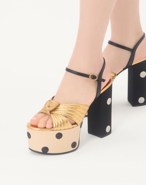 Valentino Garavani - Crasher Platform Sandal With Plus De Pois Embroidery 125mm - Gold/black - Woman - Sandals