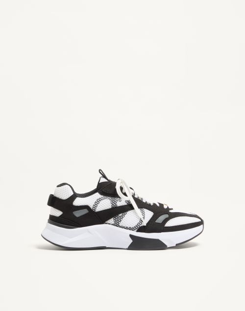 Valentino Garavani Demivee Trainer In Mesh Fabric With Suede Inserts Man Black/grey 42