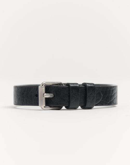 Valentino Garavani - Vlogo Signature Grainy Calfskin Bracelet - Black - Man - Jewelry