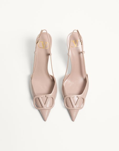 VLOGO SIGNATURE SLINGBACK PUMP 80 MM IN WHITE CALFSKIN