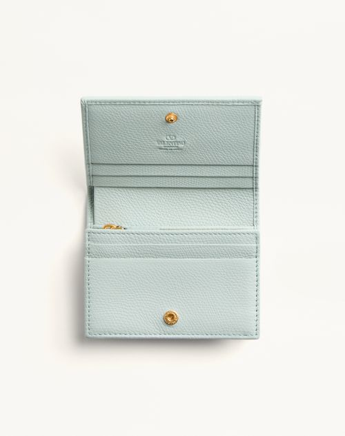 Valentino Garavani - Vlogo Signature Grainy Calfskin Wallet - Sky Grey - Woman - Wallets And Small Leather Goods