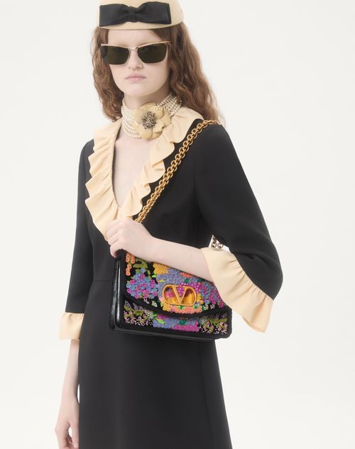 Valentino Garavani - Valentino Garavani Vain Embroidered Shoulder Bag - Multicolor - Woman - Shoulder Bags