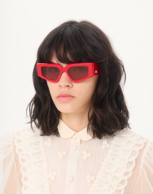 Valentino - Geometrische Acetat-brillen - Rot - Frau - Brillen