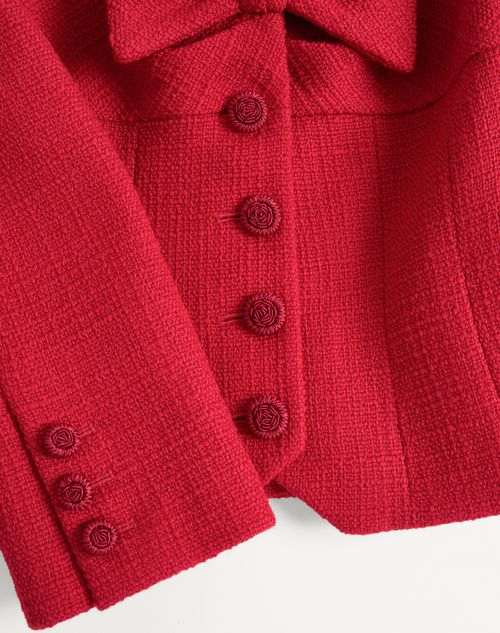 Valentino - Short Jacket In Plain Wool Tweed - Paris - Woman - Jackets And Blazers