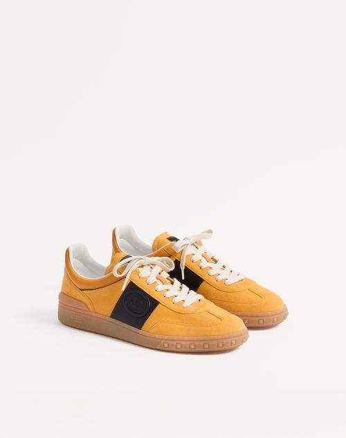 Valentino Garavani - Upvillage Low Top Trainer In Split Leather And Calfskin Nappa Leather - Marigold/black - Man - Sneakers