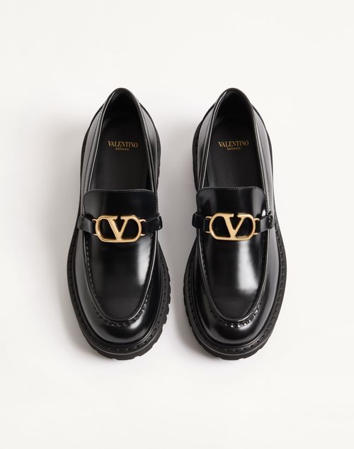 Valentino Garavani - Vlogo Signature Calfskin Loafer - Black - Woman - Loafers