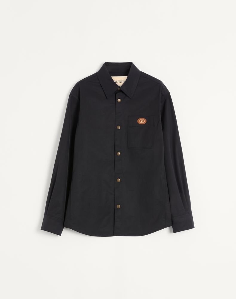 Valentino Men's Navy Nylon Shirt Jacket With Patch Vlogo Man 50