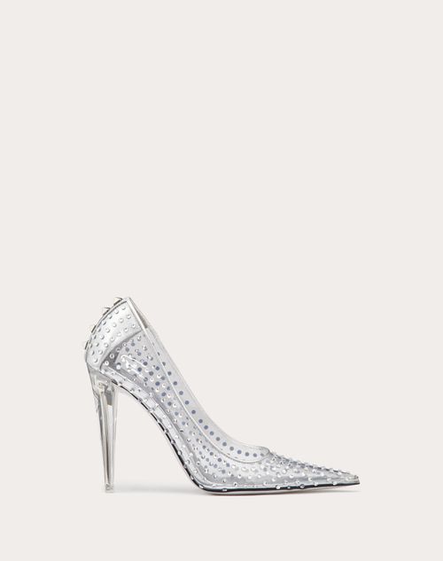 Pump In Polymer Material With Crystal Appliqués And 110 Mm Plexi Heel for Woman in Transparent/crystal | Valentino US