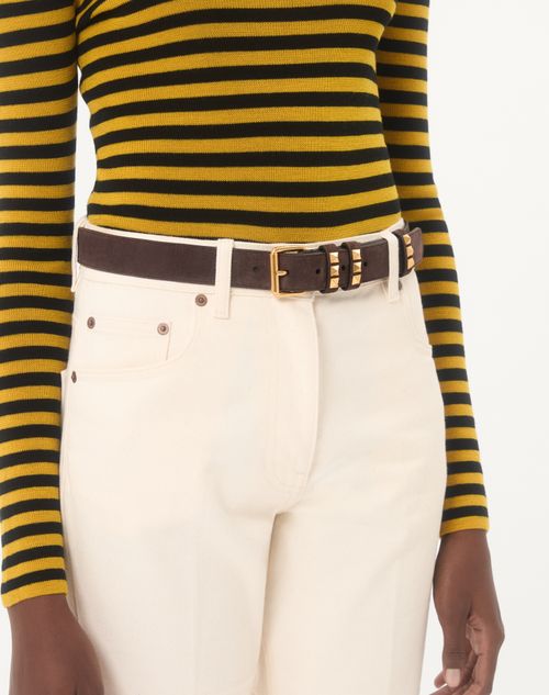 Valentino Garavani - Cintura Rockstud In Suede 30 Mm - Marrone - Donna - Cinture